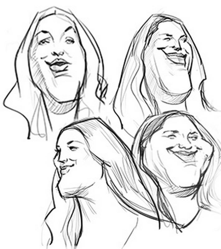 drew barrymore different thumbnail sketches from different angles