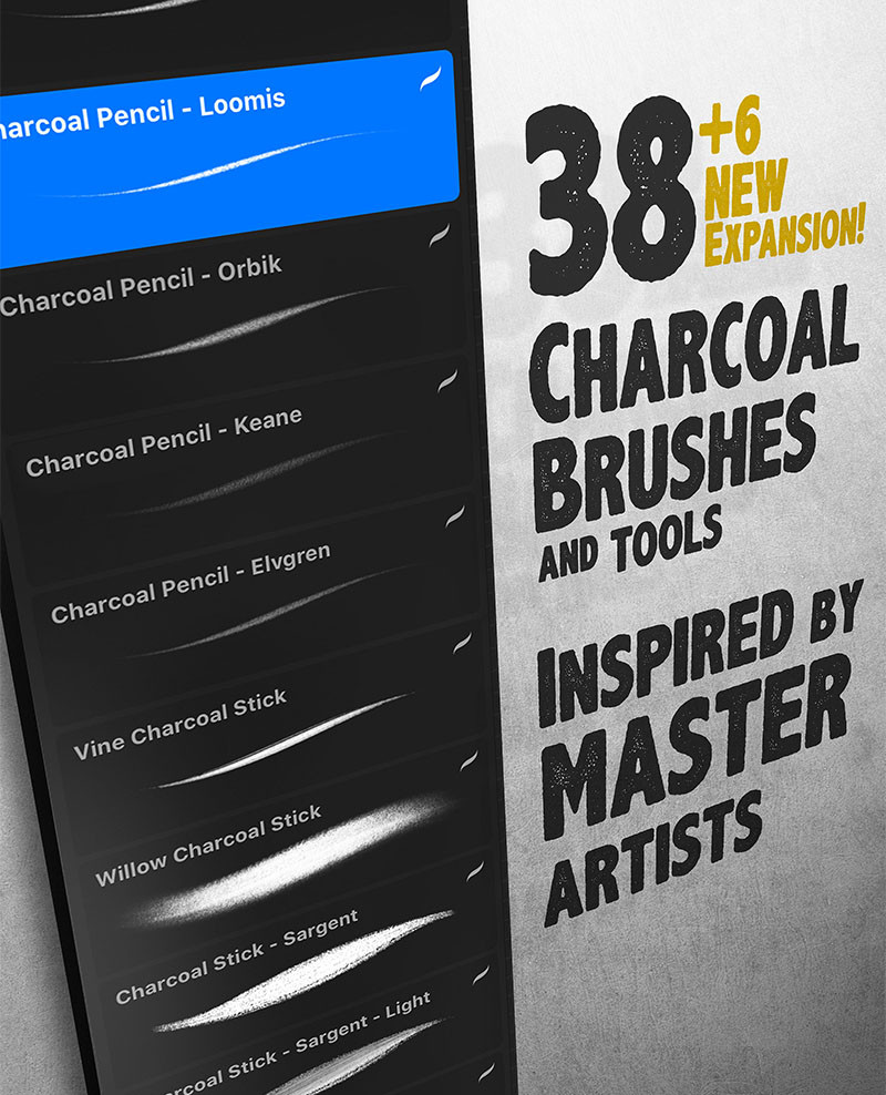 Lane Brown's Charcoal Procreate Brush Pack
