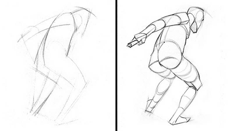 establishing the gesture and adding 3d forms