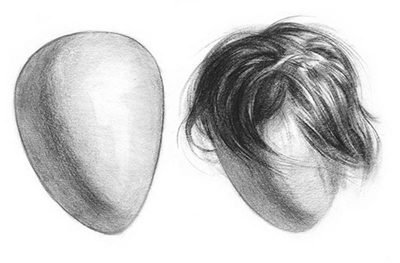 forms underneath the hair