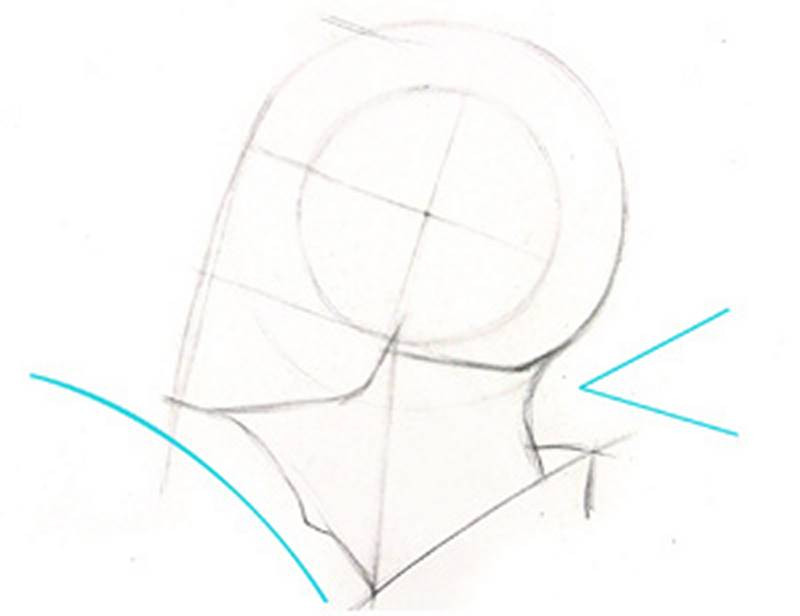 how to draw a human head side view