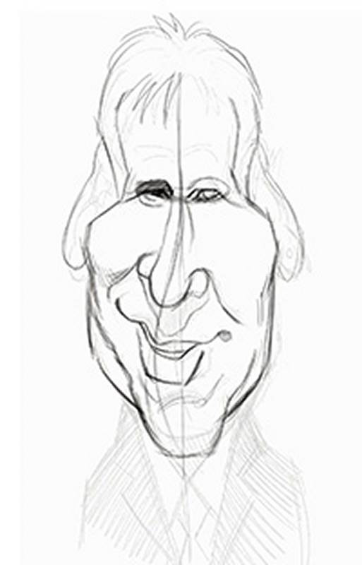 drawing features harrison ford caricature
