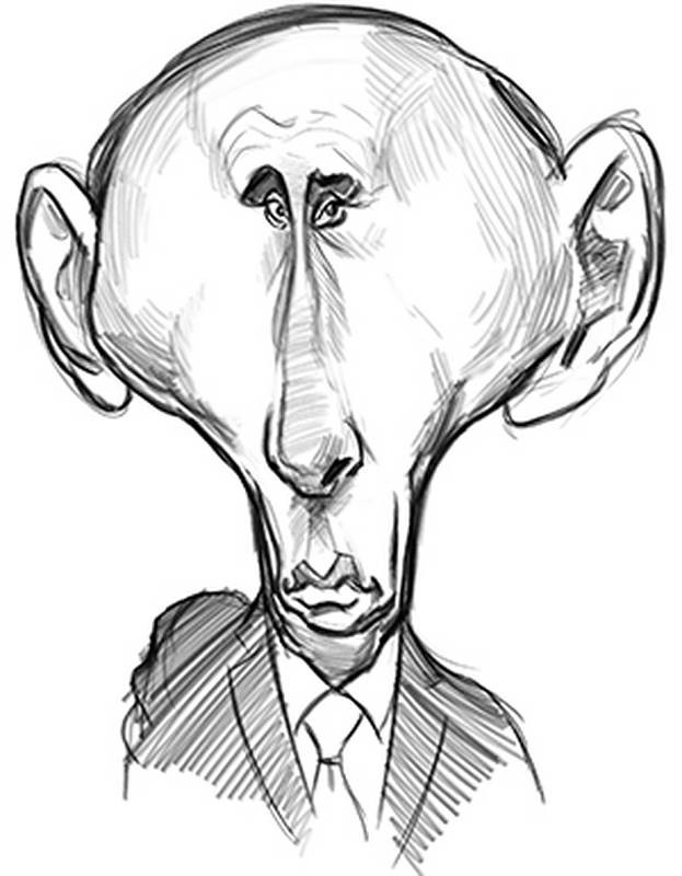 vladimir putin exaggerated caricature