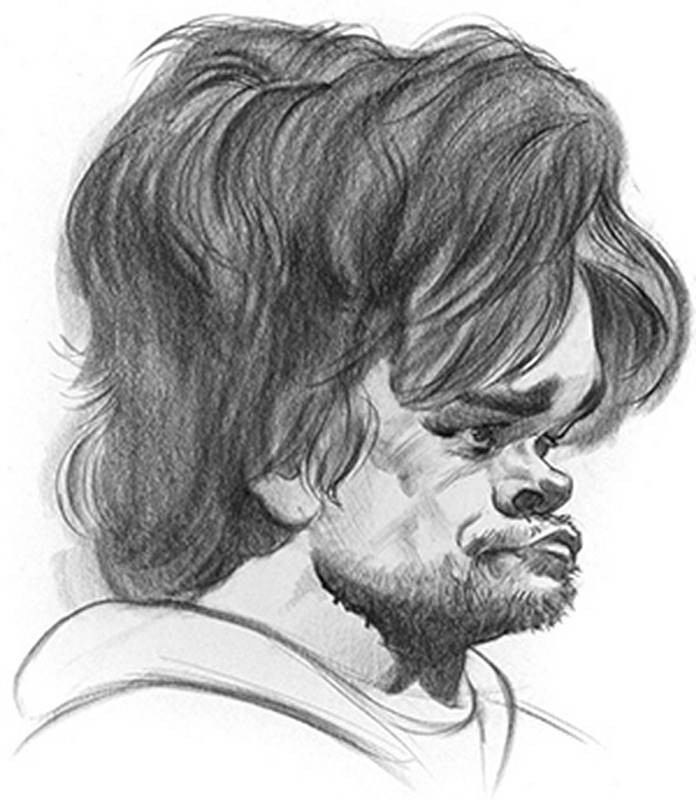 peter dinklage rough charcoal sketch caricature