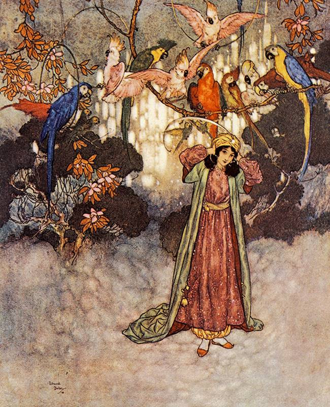 dulac parrots woman