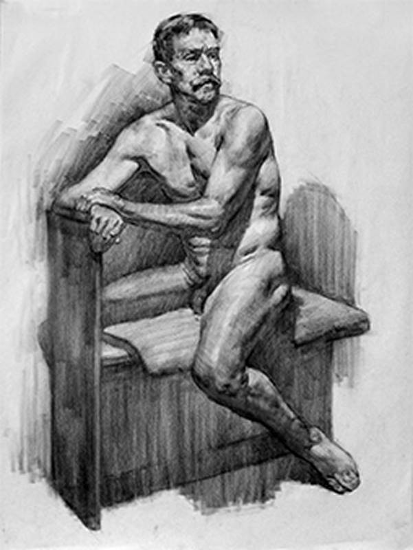 illusion of depth cast shadow charcoal drawing