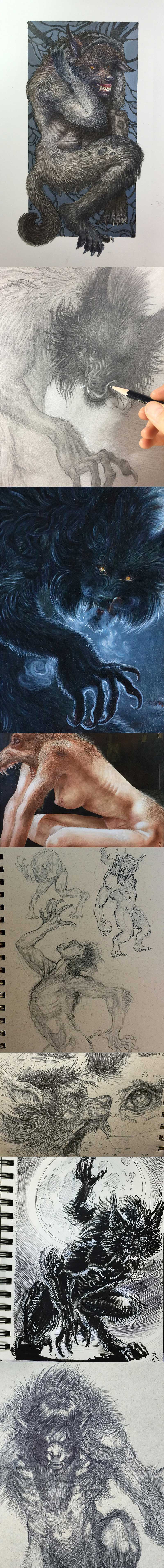 werewolf paintings and drawings by april solomon