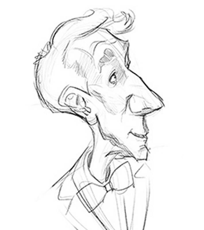 bill nye caricature rough sketch