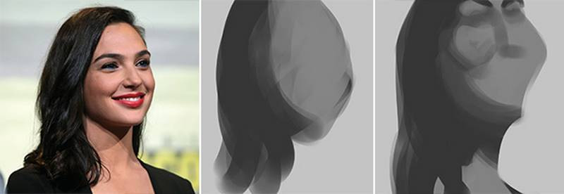 gal gadot digital painting process