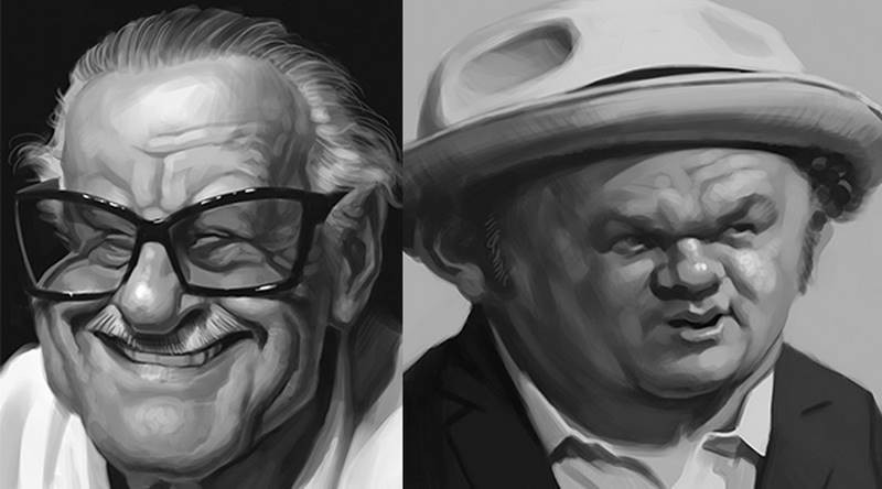 stan lee john c riley caricature digital painting