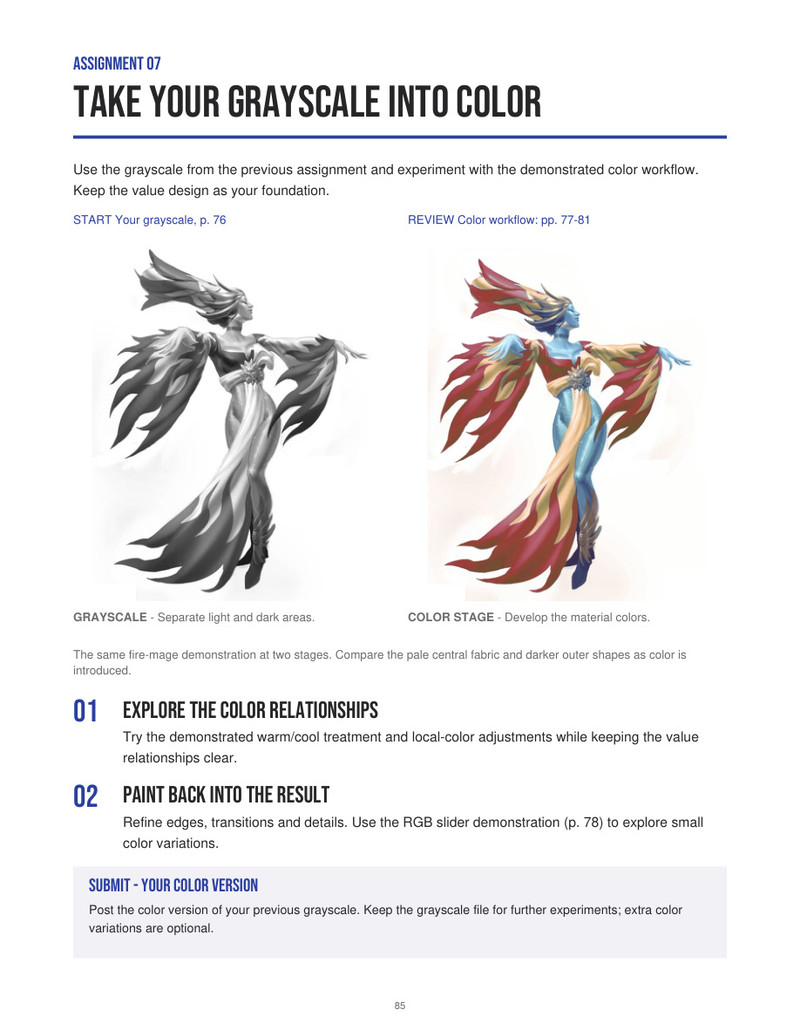 Character Course e-book sample page: Take your grayscale into color