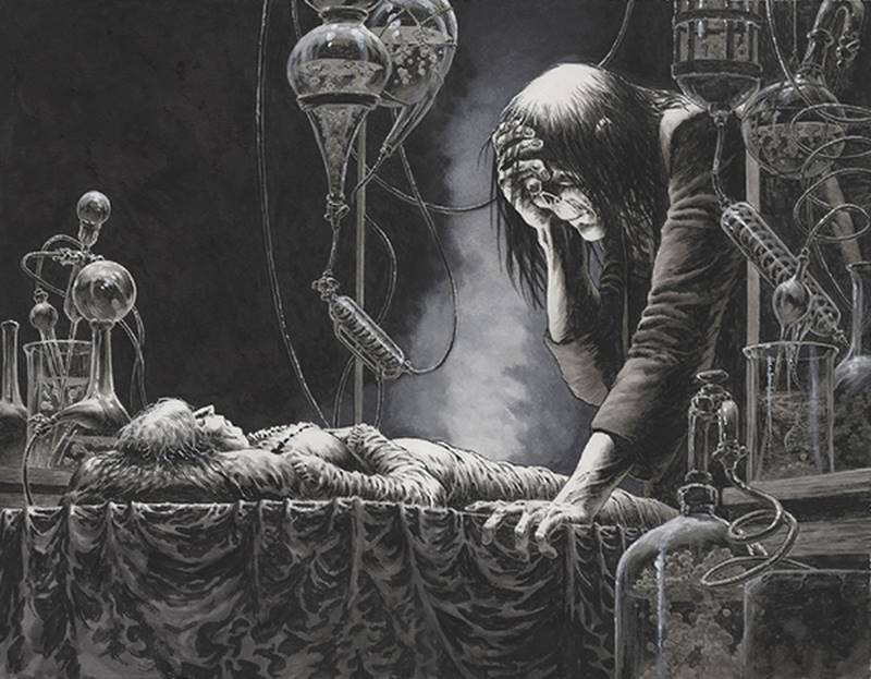 bernie wrightson frankenstein sad