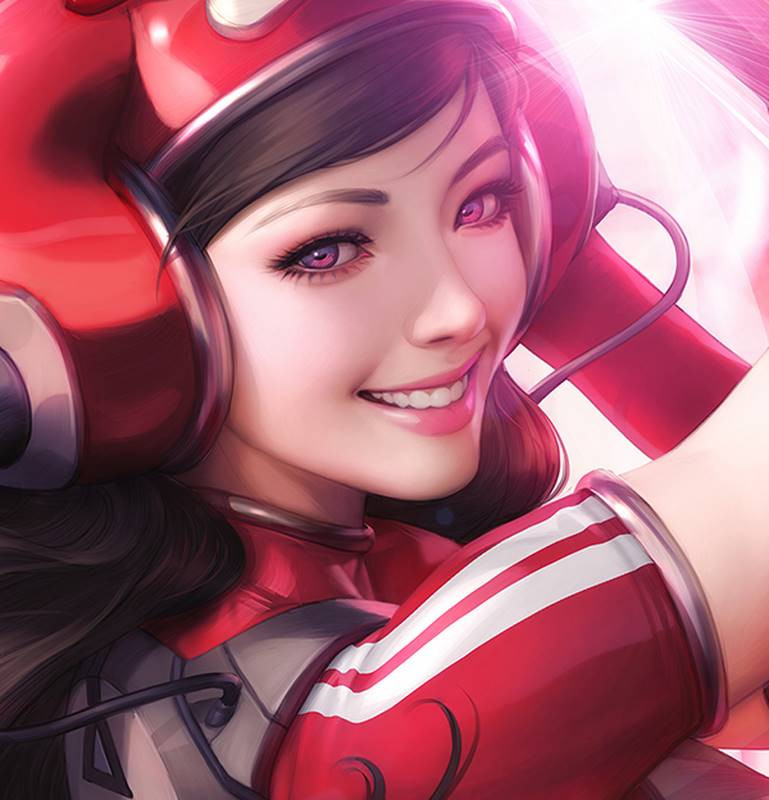 artgerm red cyber girl