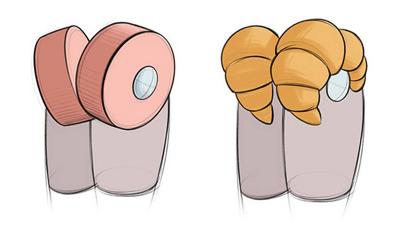 The butt muscles look like tires, or croissants!