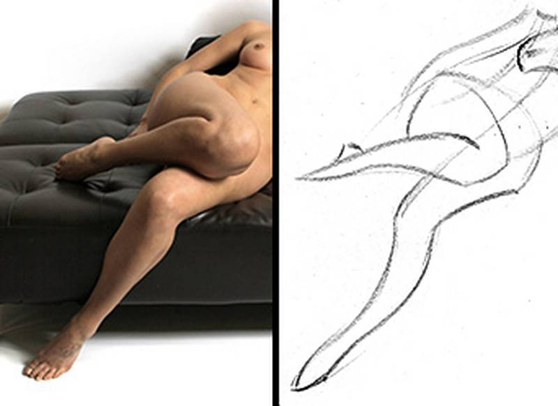 curve of the shin close up