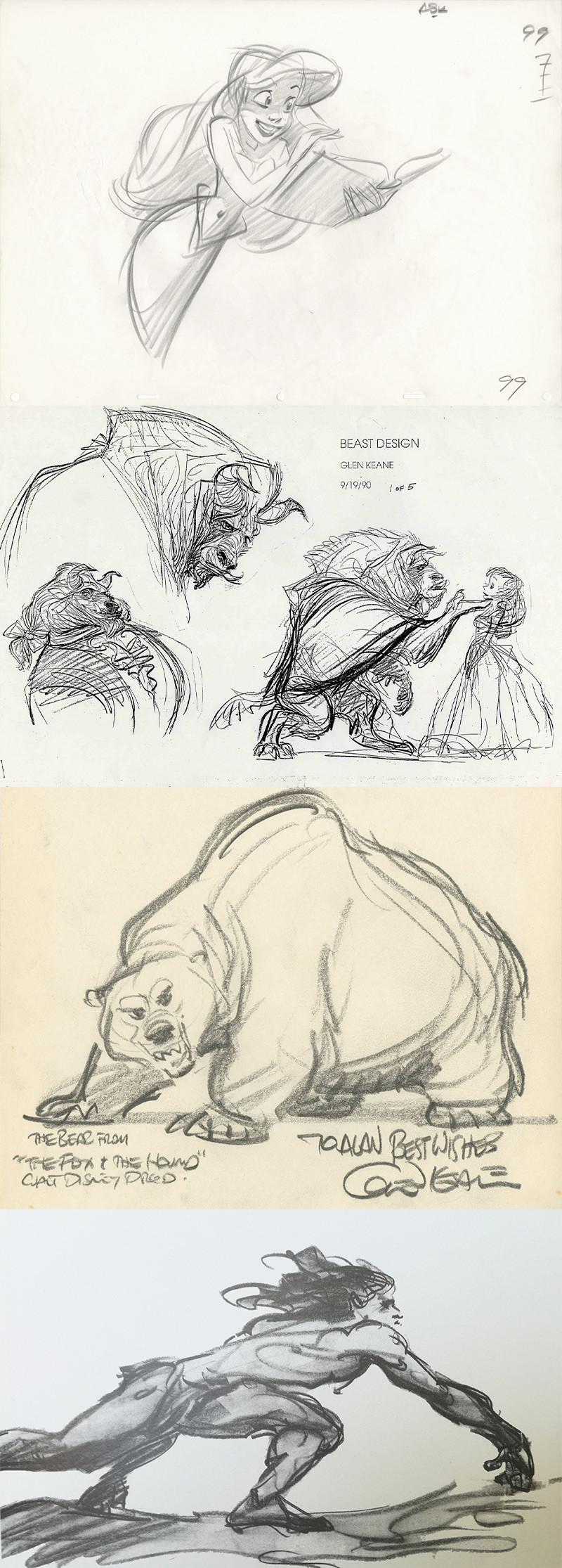 glen keane disney character sketches