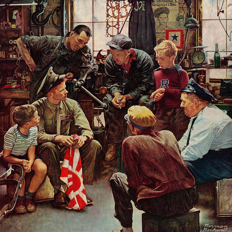 homecoming marine by norman rockwell painting print on wrapped canvas