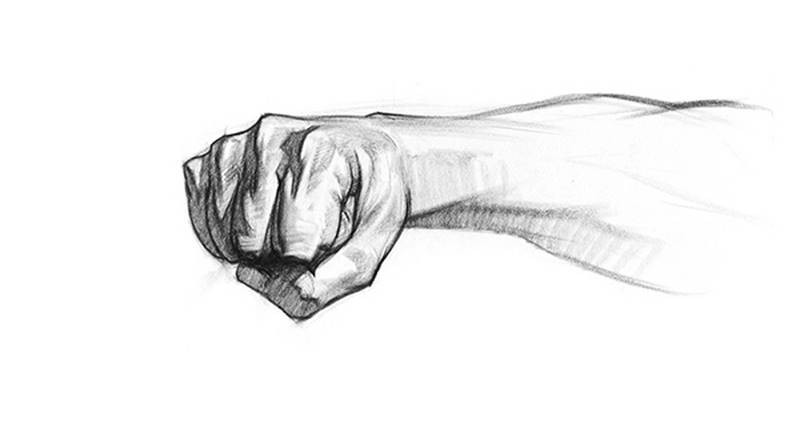fists punch straight shaded forearm