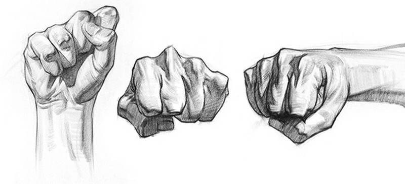 how to draw perfect fists power punch clenching