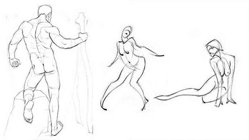 longer careful drawings and gesture sketches