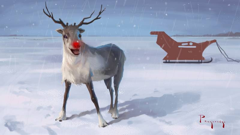 Rudolph the Red Nosed Reindeer Painting