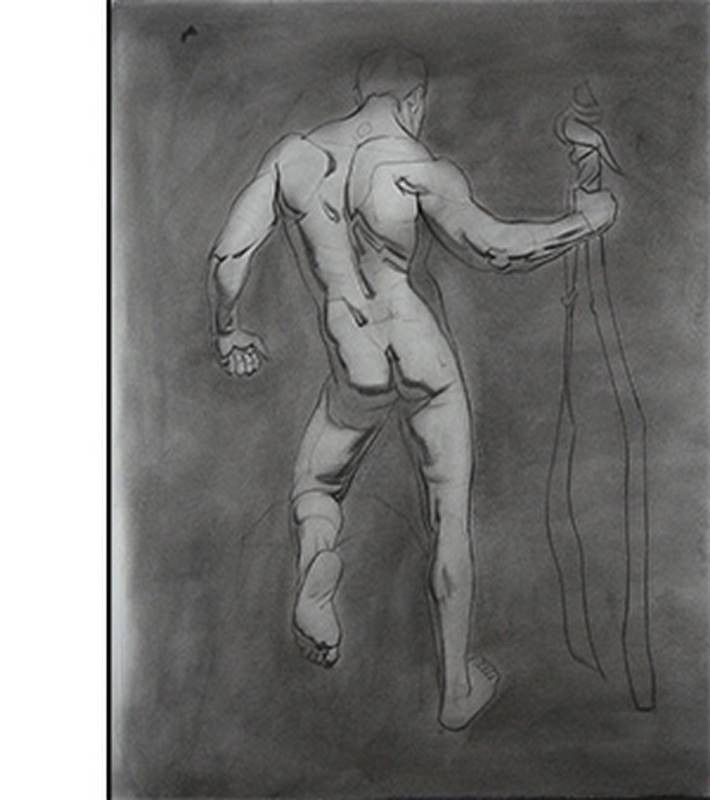 yoni and layer of charcoal under the graphite pencil